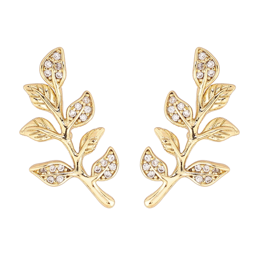 Сережки Xuping колір Позолота 14K пусети "Гілочки з кристалами" фото №1