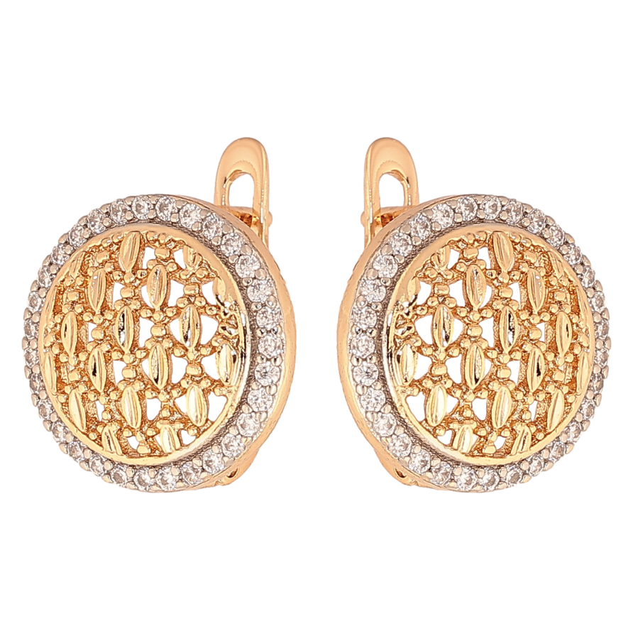 Сережки Xuping колір Позолота 18K + Родій англійський замок "Візерунок з кристалами" фото №1