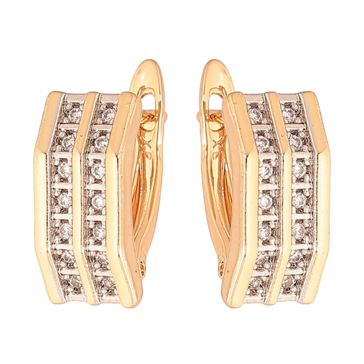 Серьги Xuping цвет Позолота 18K + Родий английский замок "Дорожки кристаллов" фото №14