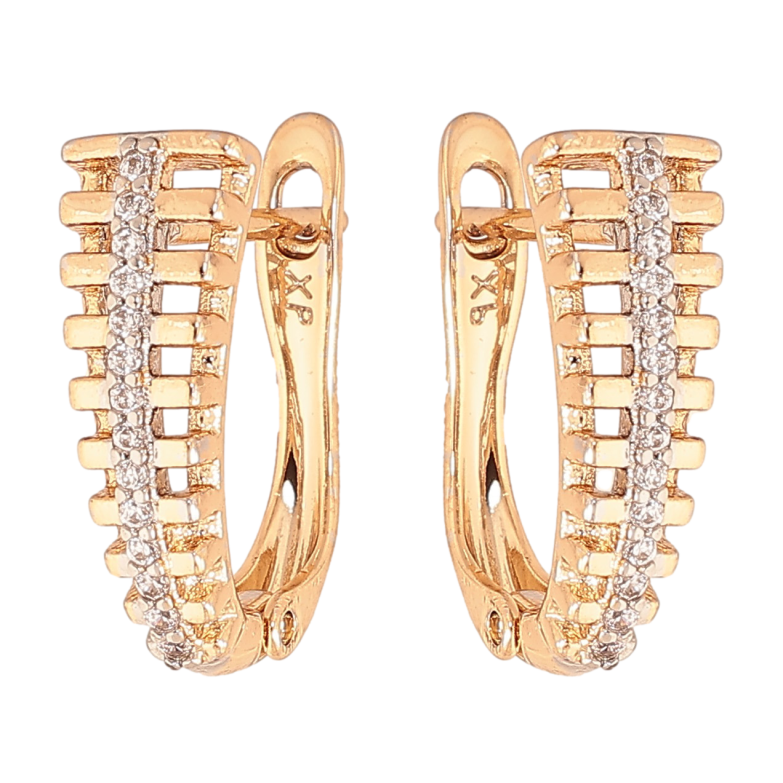 Сережки Xuping колір Позолота 18K + Родій англійський замок "Візерунок з кристалами" фото №1