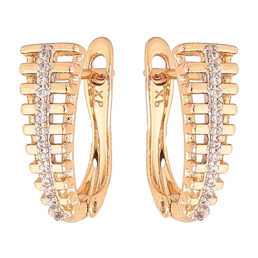 Сережки Xuping колір Позолота 18K + Родій англійський замок "Візерунок з кристалами" фото №1