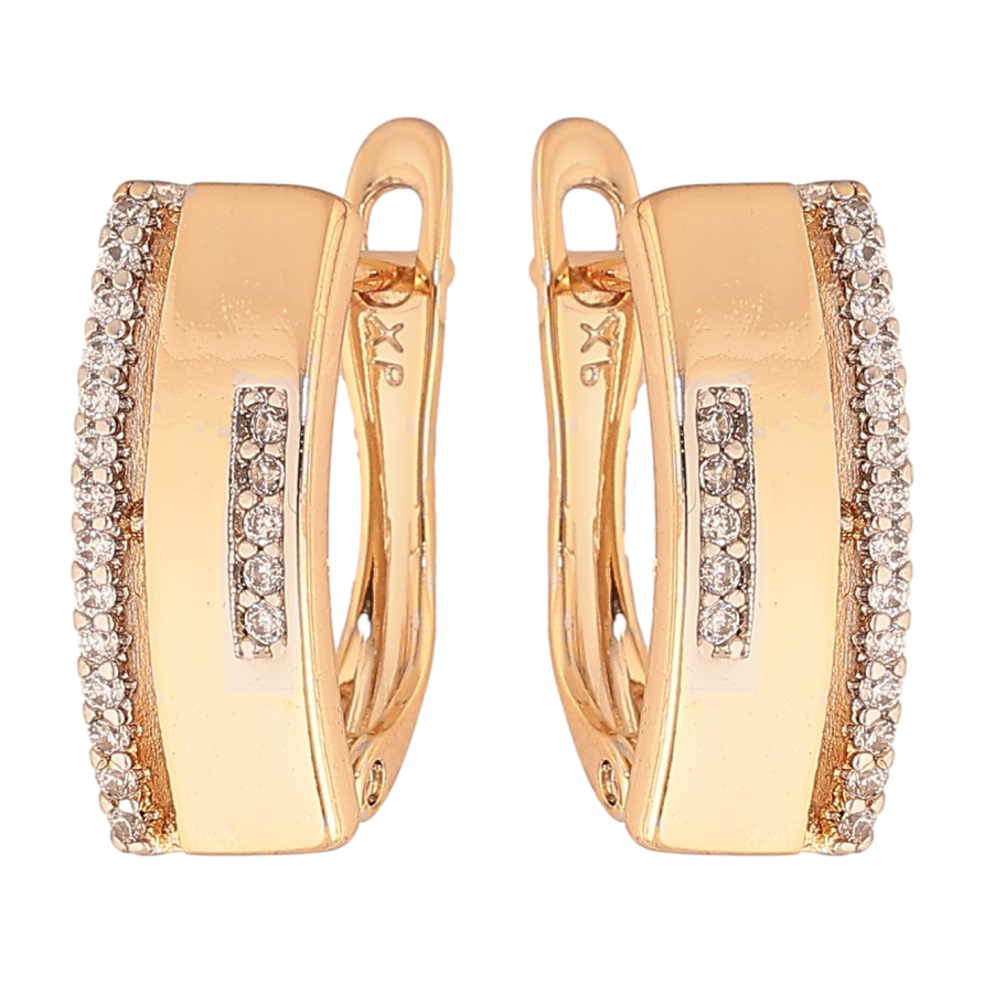 Сережки Xuping колір Позолота 18K + Родій англійський замок "Візерунок з кристалами" фото №1