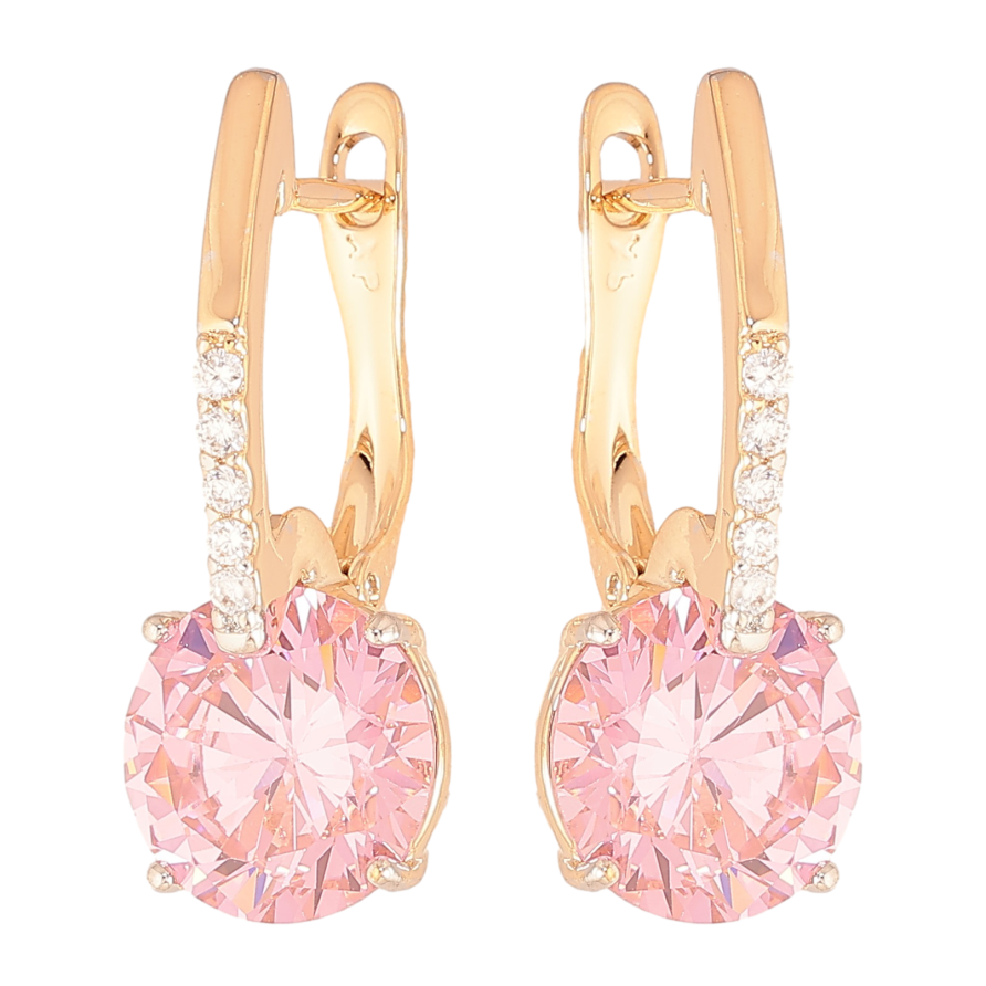 Серьги Xuping цвет Позолота 18K + Родий английский замок "Розовые кристаллы на дужках" фото №1 Серьги Xuping цвет Позолота 18K + Родий английский замок "Розовые кристаллы на дужках" фото №1