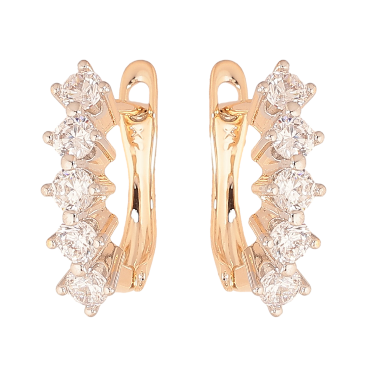 Серьги Xuping цвет Позолота 18K + Родий английский замок "Узор с кристаллами" фото №14