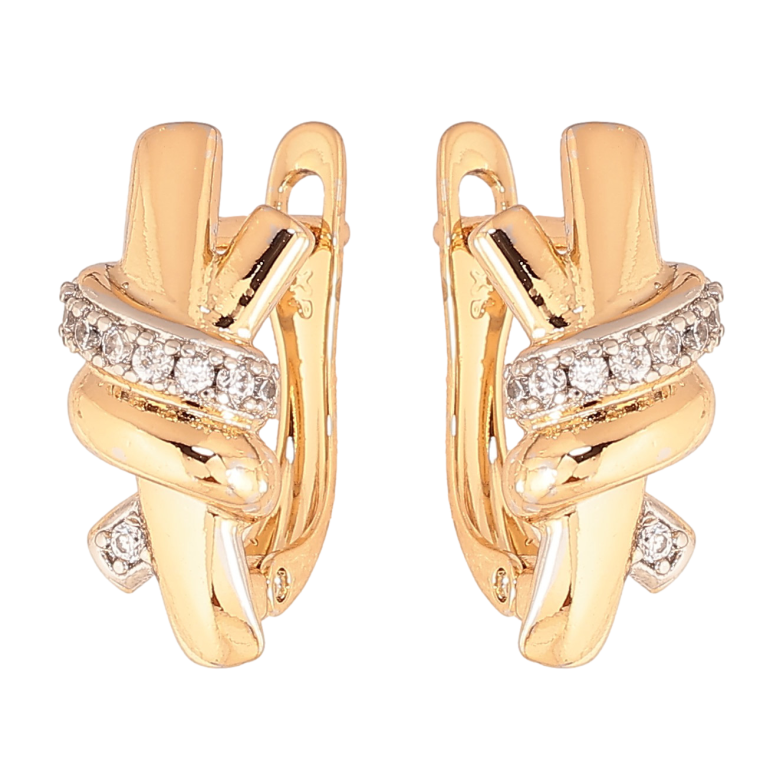 Сережки Xuping колір Позолота 18K + Родій англійський замок "Візерунок з кристалами" фото №1