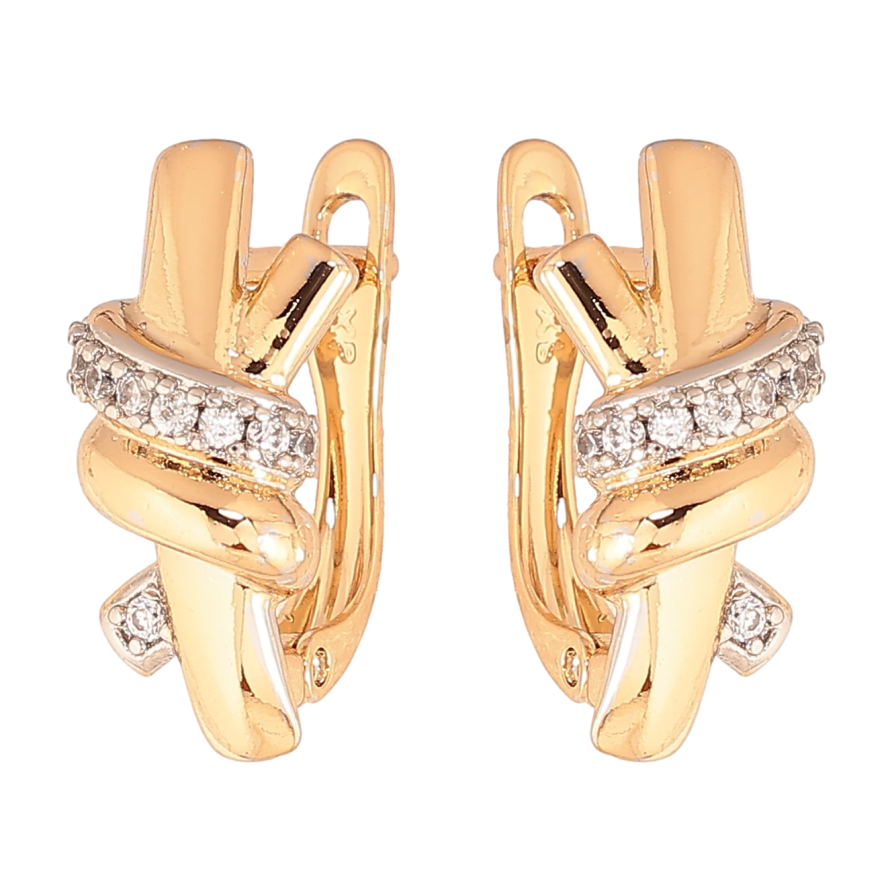 Сережки Xuping колір Позолота 18K + Родій англійський замок "Візерунок з кристалами" фото №1