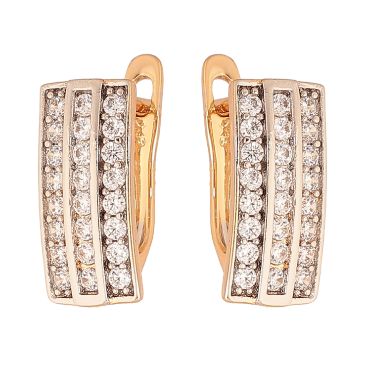 Серьги Xuping цвет Позолота 18K + Родий английский замок "Инкрустация кристаллами" фото №23