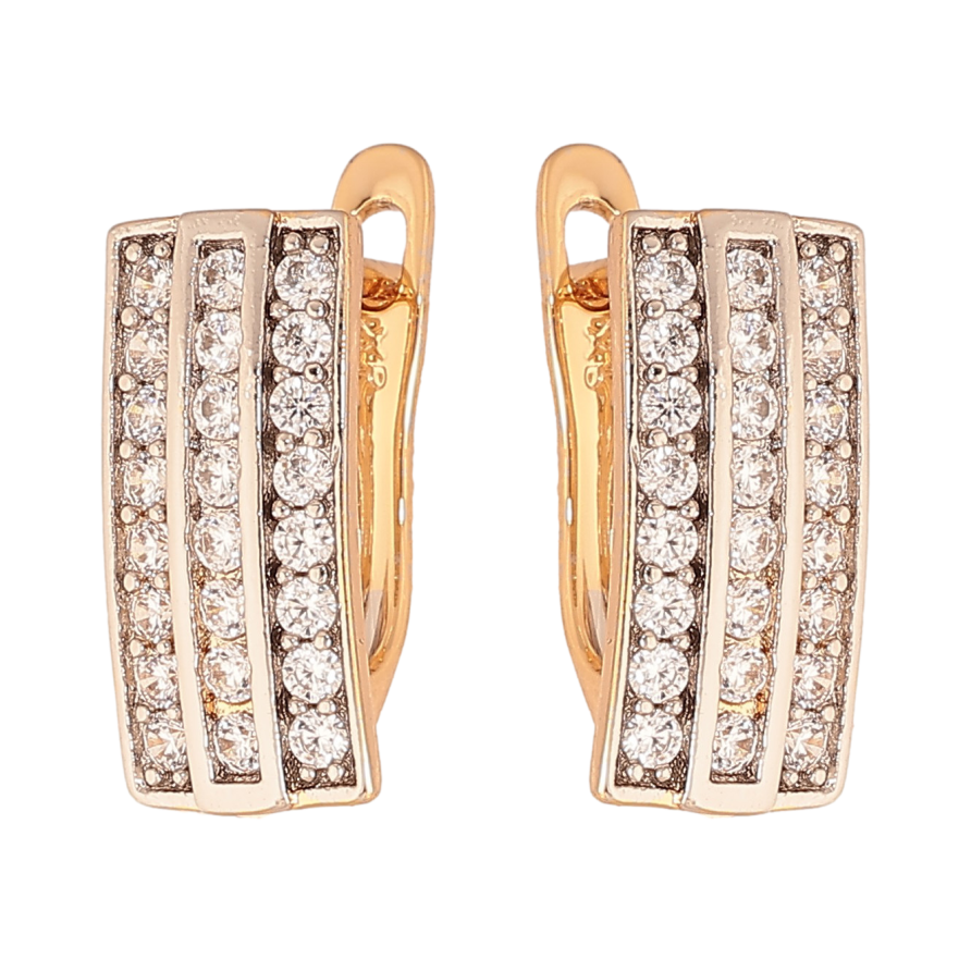 Сережки Xuping колір Позолота 18K + Родій англійський замок "Інкрустація кристалами" фото №1