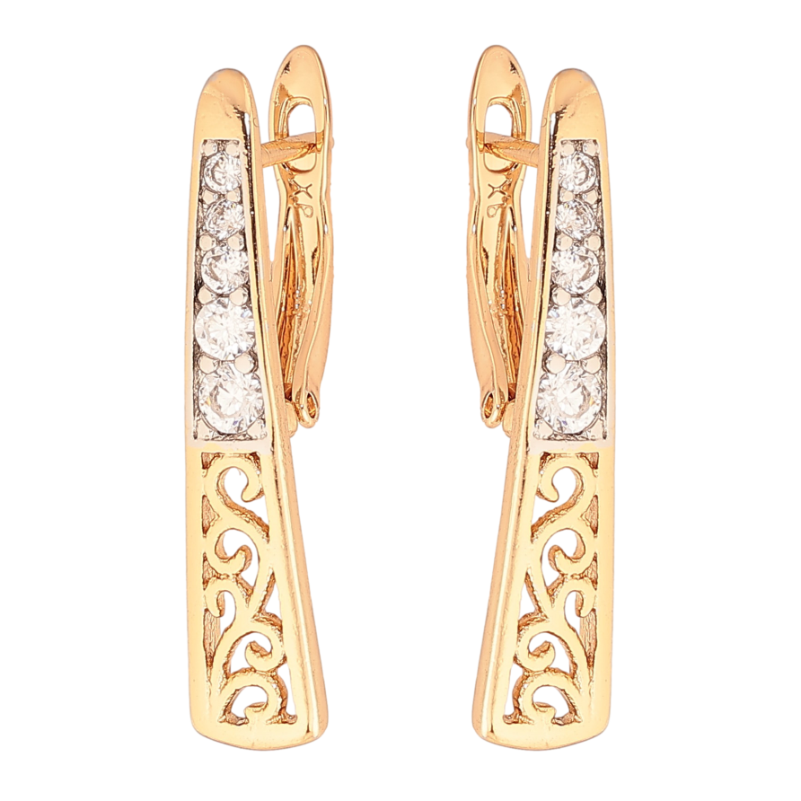 Сережки Xuping колір Позолота 18K + Родій англійський замок "Візерунок з кристалами" фото №1