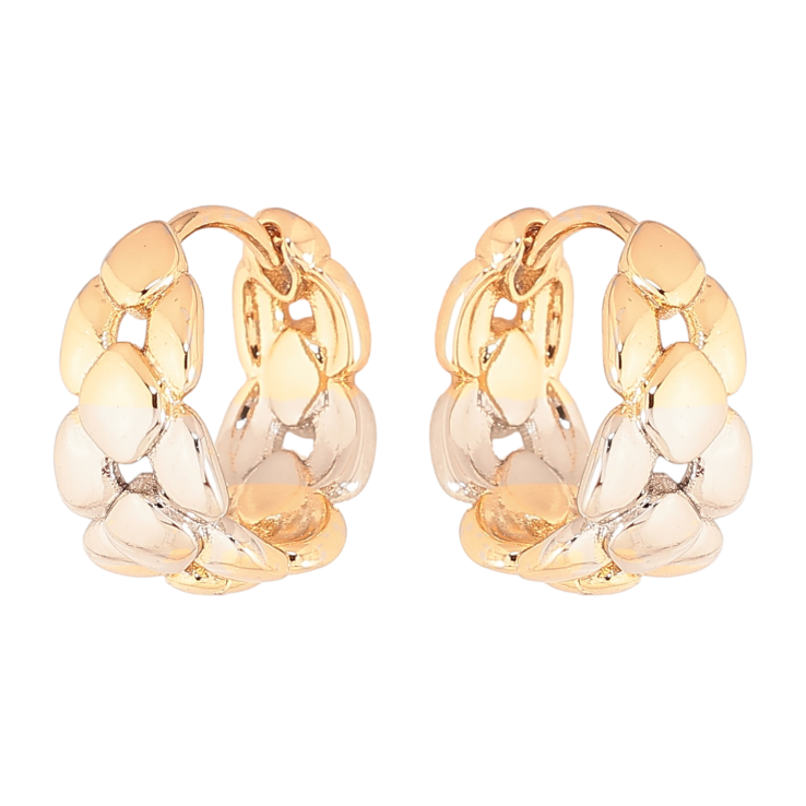 Сережки Xuping колір Позолота 18K + Родій колечка "Декоративний візерунок" фото №5 Сережки Xuping колір Позолота 18K + Родій колечка "Декоративний візерунок" фото №5