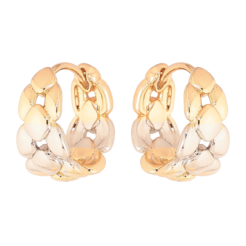 Серьги Xuping цвет Позолота 18K + Родий колечки "Декоративный узор" фото №1 Серьги Xuping цвет Позолота 18K + Родий колечки "Декоративный узор" фото №1