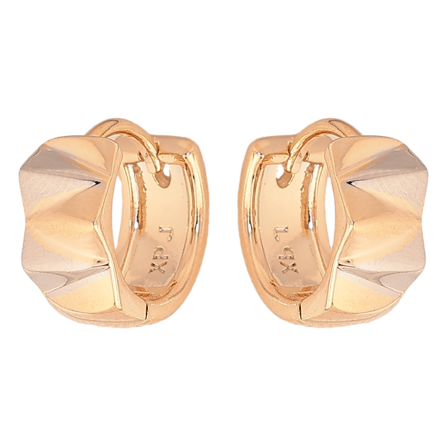 Сережки Xuping колір Позолота 18K + Родій колечка "Декоративний візерунок" фото №1