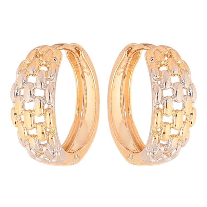 Серьги Xuping цвет Позолота 18K + Родий колечки "Декоративный узор" фото №2