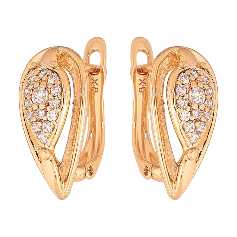 Сережки Xuping колір Позолота 18К англійський замок "Візерунок з кристалами" фото №7