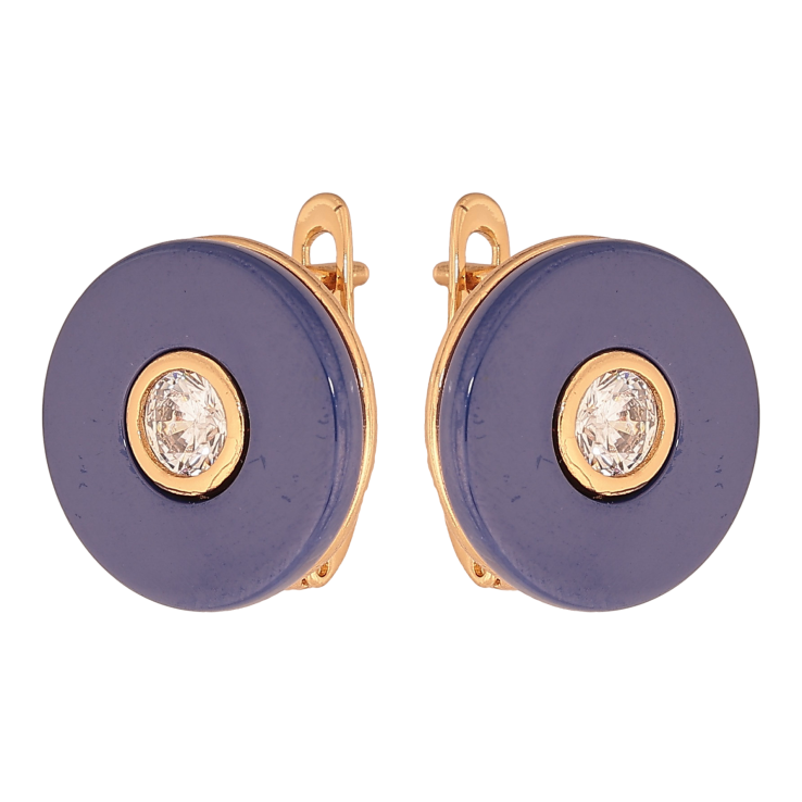 Сережки Xuping колір Позолота 18К англійський замок "Синя кераміка з кристалами" фото №18