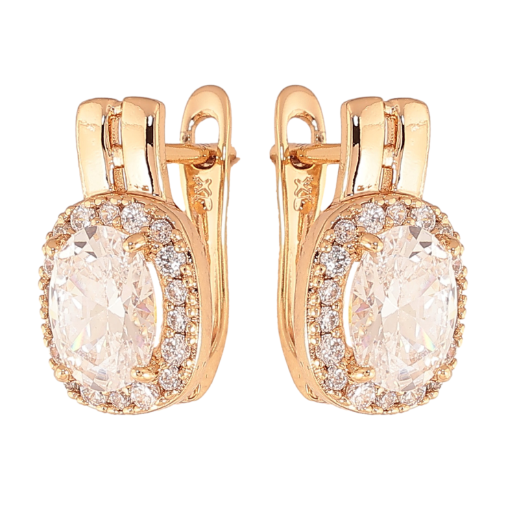 Серьги Xuping цвет Позолота 18K английский замок "Кристаллы в обрамлении" фото №21