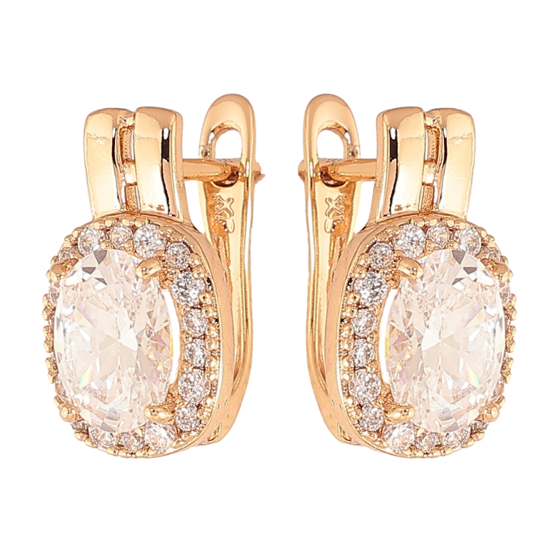 Сережки Xuping колір Позолота 18K англійський замок "Кристали в обрамленні" фото №1