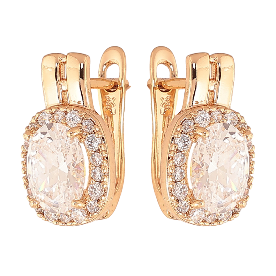 Серьги Xuping цвет Позолота 18K английский замок "Кристаллы в обрамлении" фото №1