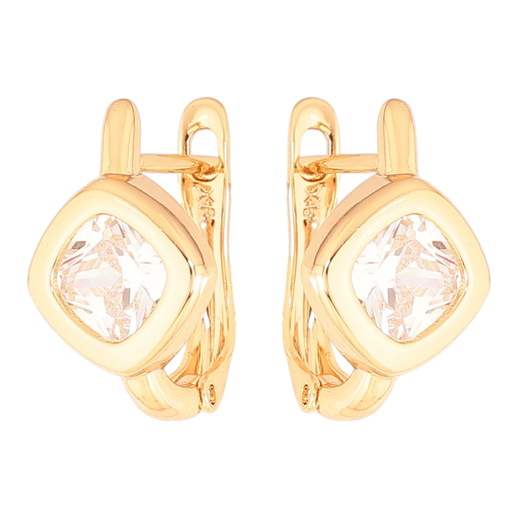 Серьги Xuping цвет Позолота 18K английский замок "Кристальные ромбы" фото №4