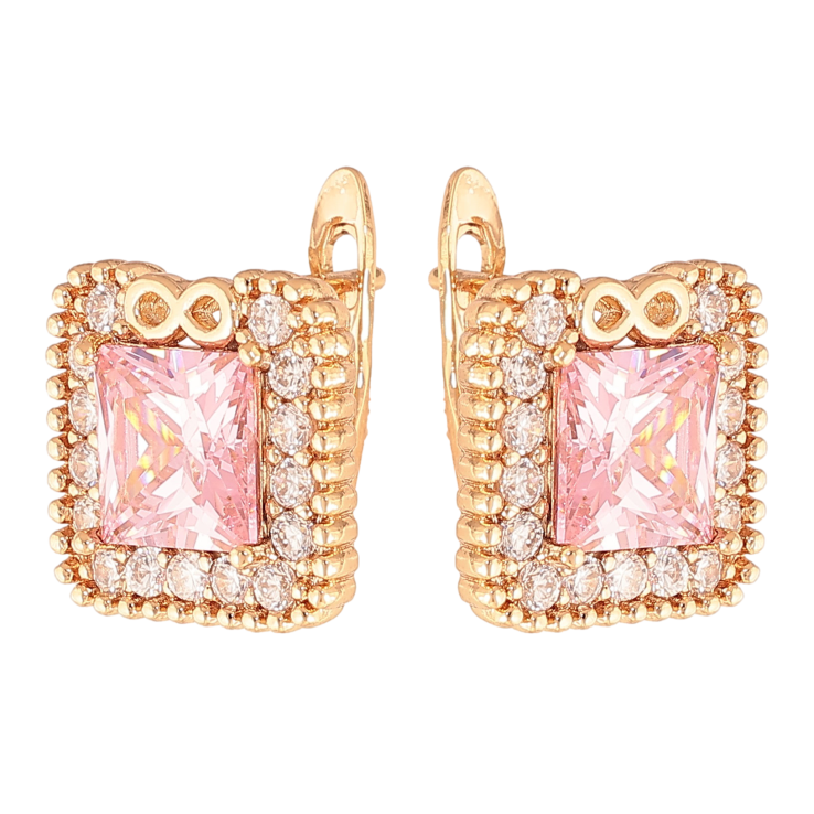 Сережки Xuping колір Позолота 18K англійський замок "Блакитні кристали в обрамленні" фото №6