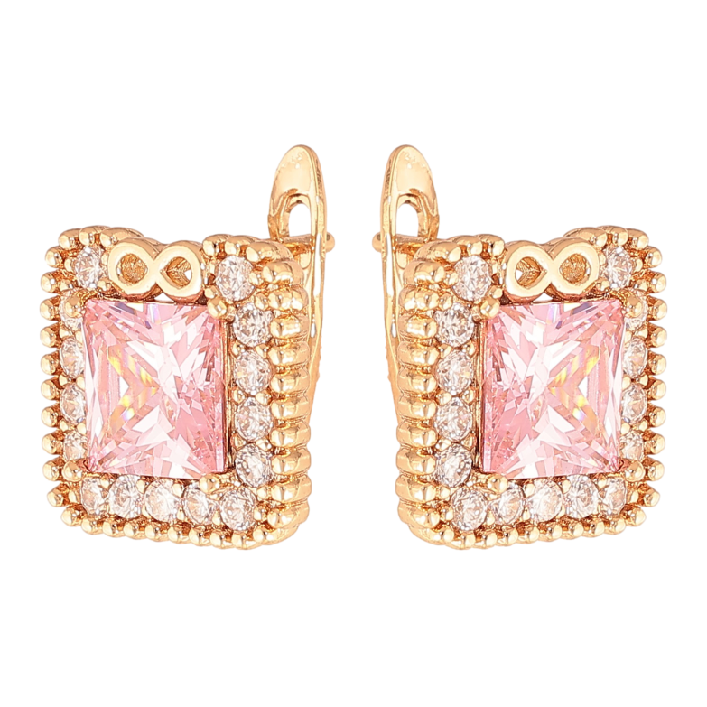 Сережки Xuping колір Позолота 18K англійський замок "Блакитні кристали в обрамленні" фото №1