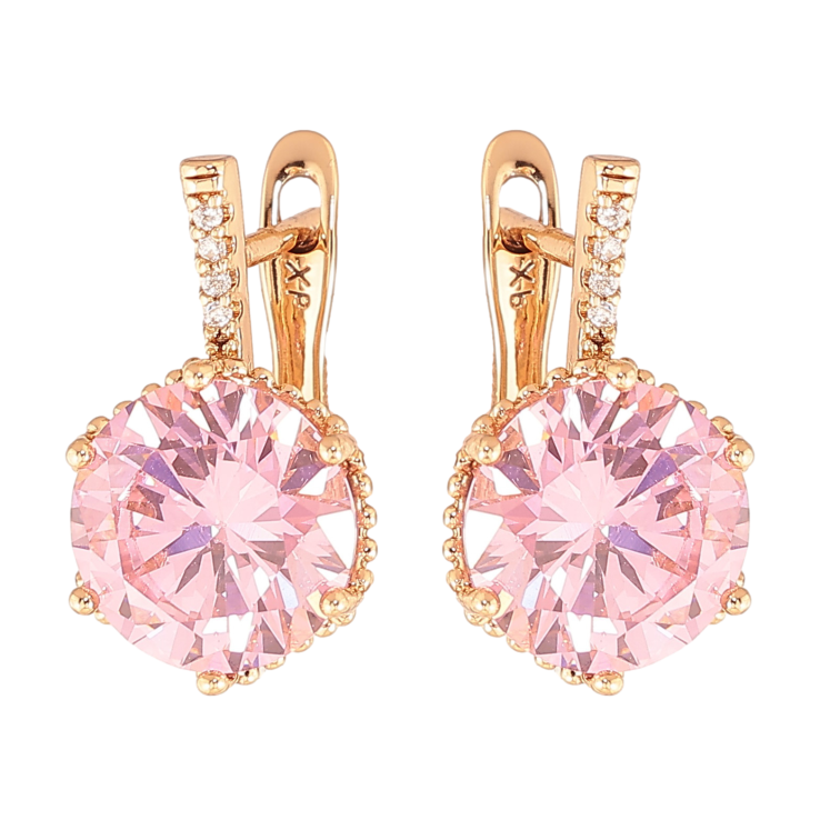 Серьги Xuping цвет Позолота 18K английский замок "Розовые кристаллы" фото №20