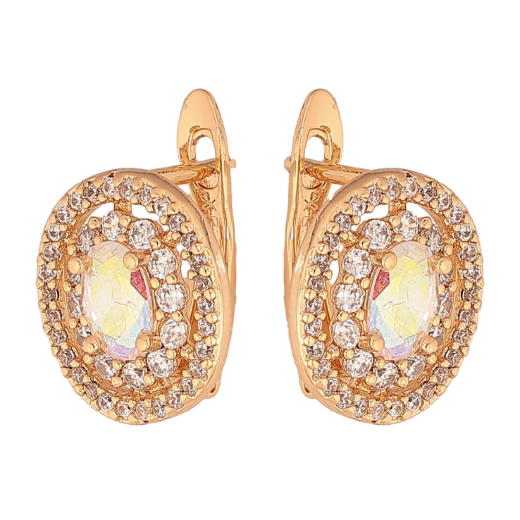 Серьги Xuping цвет Позолота 18К английский замок "Инкрустация кристаллами" фото №19