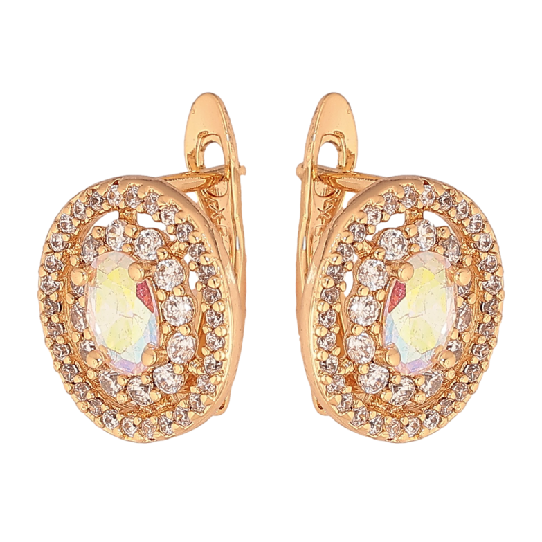 Серьги Xuping цвет Позолота 18К английский замок "Инкрустация кристаллами" фото №1