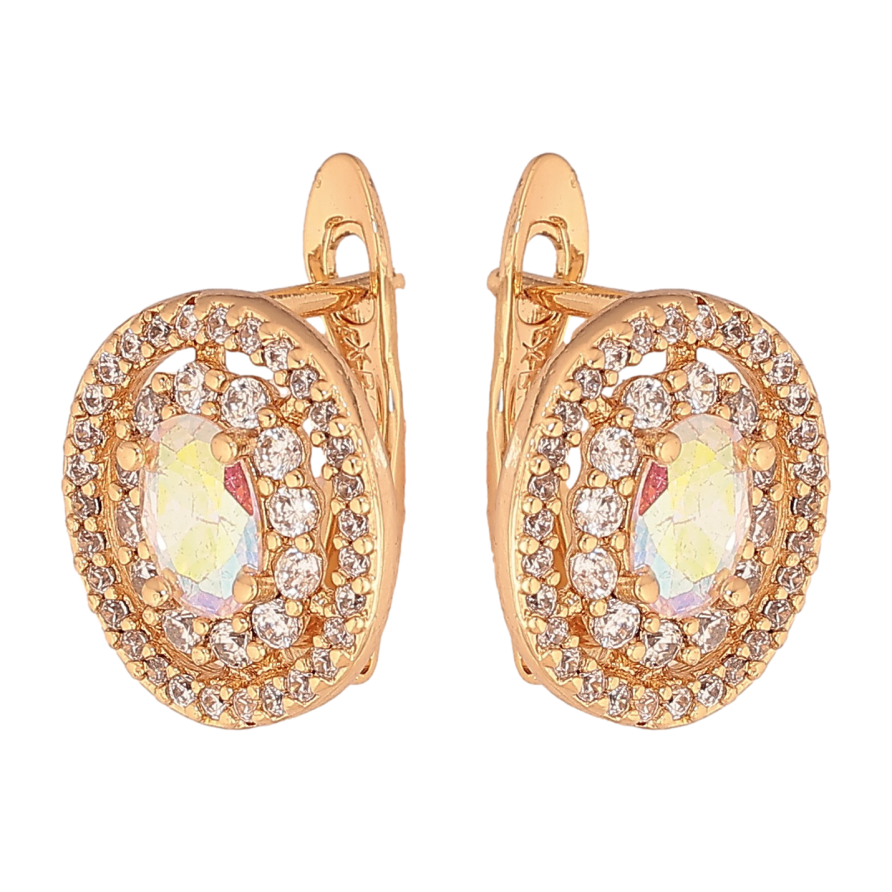 Серьги Xuping цвет Позолота 18К английский замок "Инкрустация кристаллами" фото №1