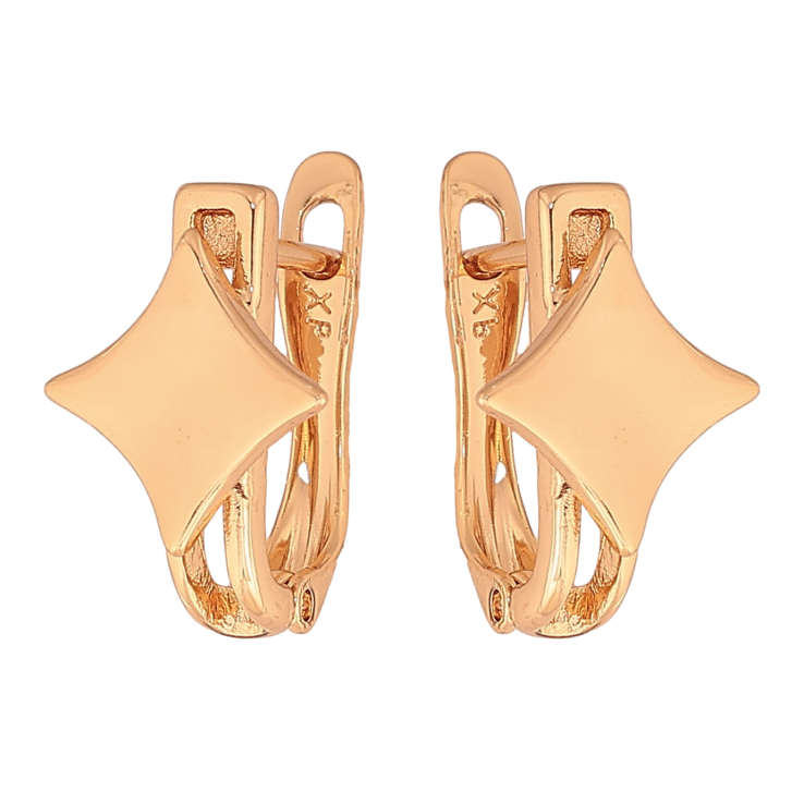 Сережки Xuping колір Позолота 18К англійський замок "Ромбовий візерунок" фото №4