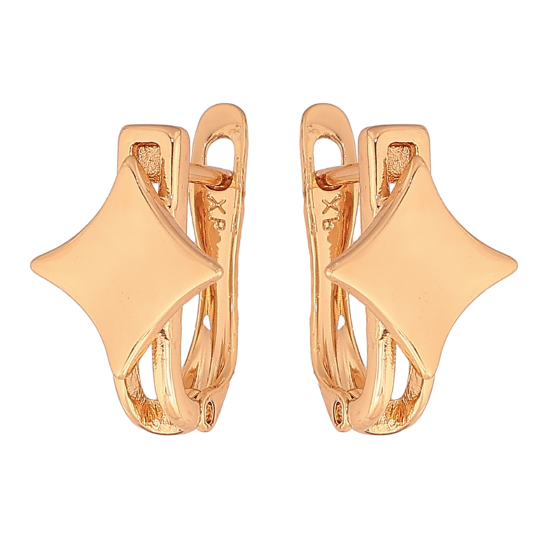 Серьги Xuping цвет Позолота 18К английский замок "Ромбовый узор" фото №1