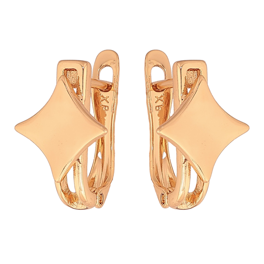 Сережки Xuping колір Позолота 18К англійський замок "Ромбовий візерунок" фото №1