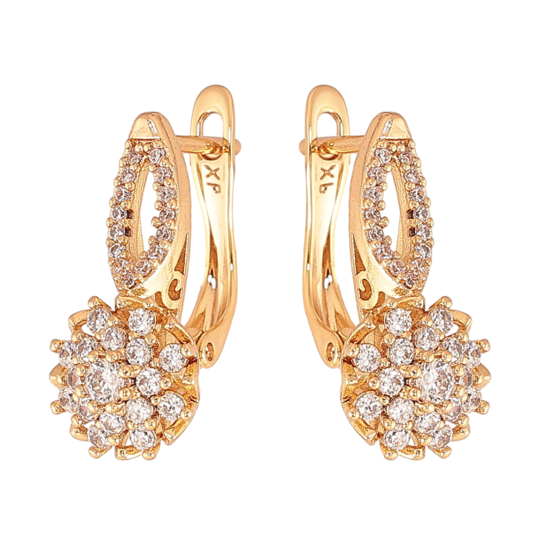 Сережки Xuping колір Позолота 18К англійський замок "Інкрустація кристалами" фото №1