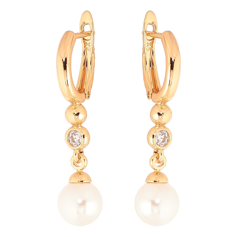 Серьги Xuping цвет Позолота 18К английский замок "Жемчужные подвески с кристаллами" фото №1 Серьги Xuping цвет Позолота 18К английский замок "Жемчужные подвески с кристаллами" фото №1
