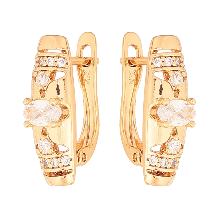 Серьги Xuping цвет Позолота 18K английский замок "Узор с кристаллами" фото №5