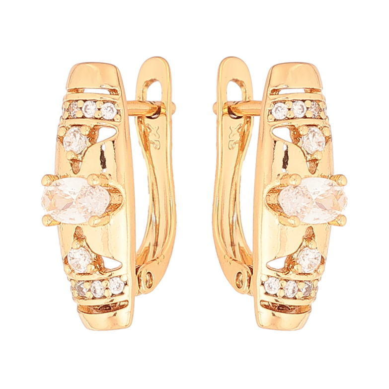 Серьги Xuping цвет Позолота 18K английский замок "Узор с кристаллами" фото №1