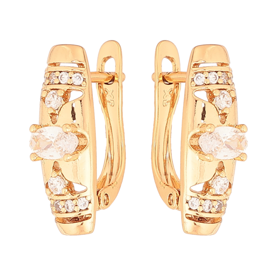 Серьги Xuping цвет Позолота 18K английский замок "Узор с кристаллами" фото №1