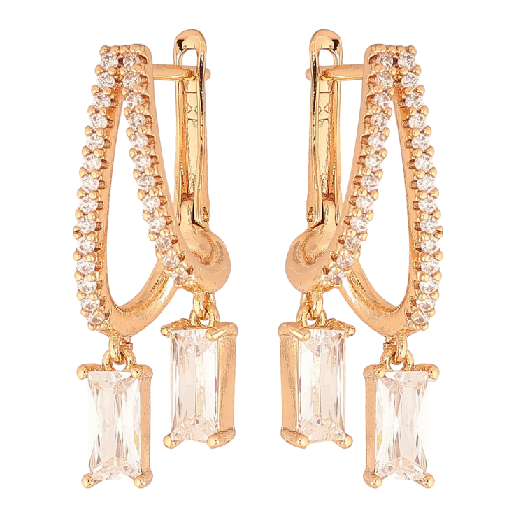 Серьги Xuping цвет Позолота 18К английский замок "Кристальные подвески" фото №8 Серьги Xuping цвет Позолота 18К английский замок "Кристальные подвески" фото №8