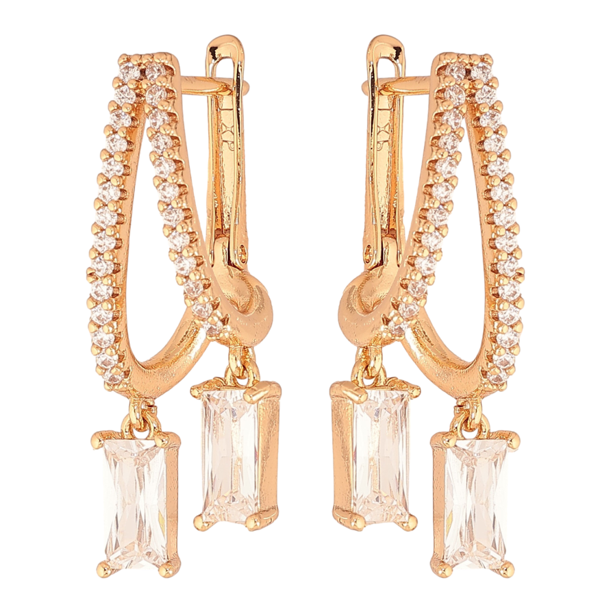 Серьги Xuping цвет Позолота 18К английский замок "Кристальные подвески" фото №1 Серьги Xuping цвет Позолота 18К английский замок "Кристальные подвески" фото №1