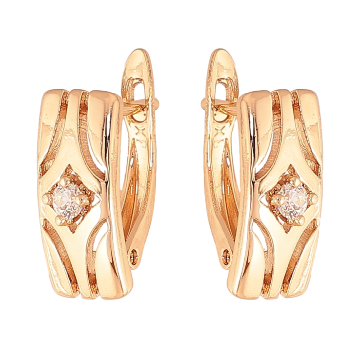 Серьги Xuping цвет Позолота 18К английский замок "Узор с кристаллами" фото №19 Серьги Xuping цвет Позолота 18К английский замок "Узор с кристаллами" фото №19