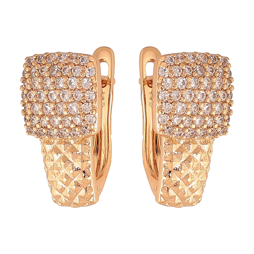 Сережки Xuping колір Позолота 18К англійський замок "Інкрустація кристалами" фото №1