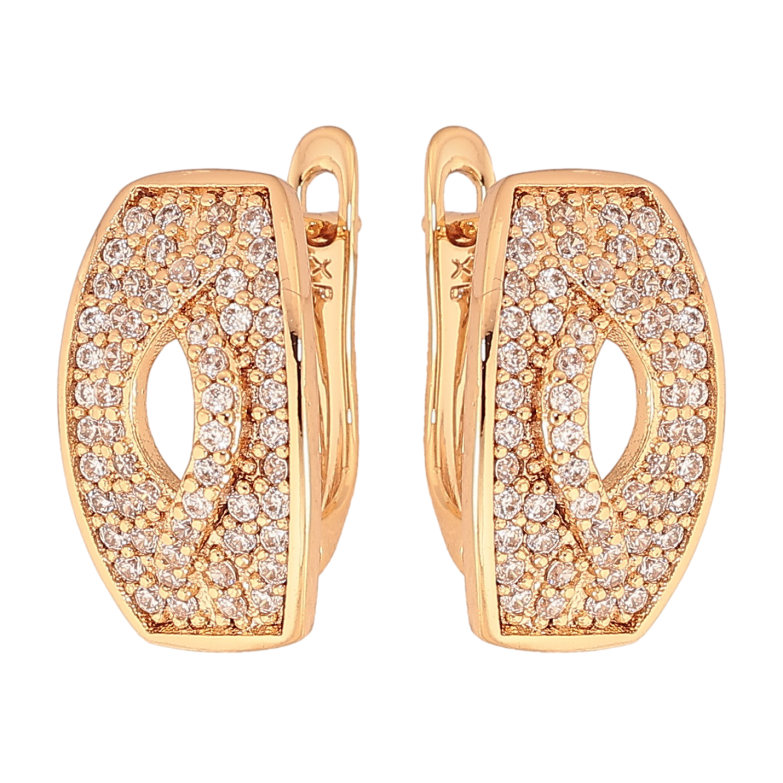 Серьги Xuping цвет Позолота 18K английский замок "Инкрустация кристаллами" фото №6