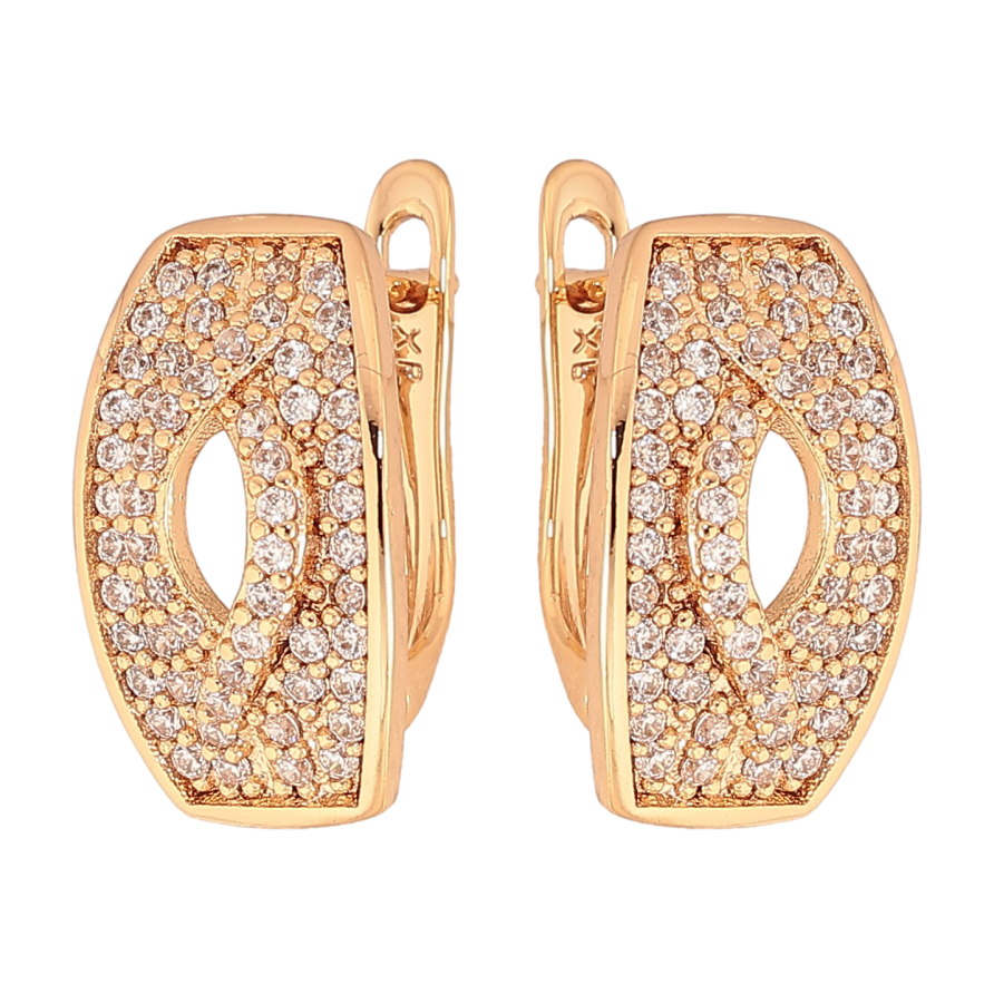 Серьги Xuping цвет Позолота 18K английский замок "Инкрустация кристаллами" фото №1