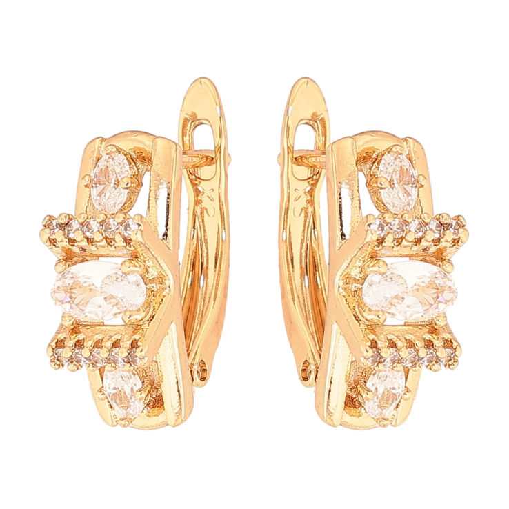 Сережки Xuping колір Позолота 18K англійський замок "Візерунок з кристалами" фото №24