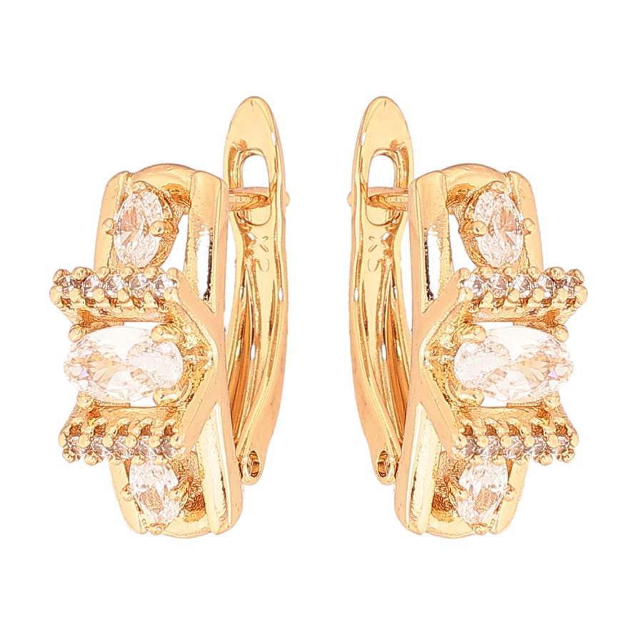 Сережки Xuping колір Позолота 18K англійський замок "Візерунок з кристалами" фото №1