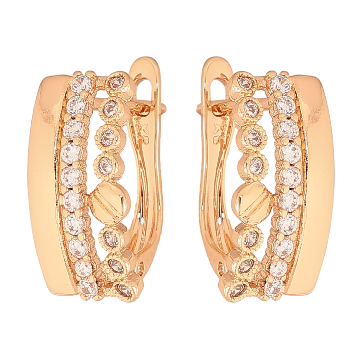 Сережки Xuping колір Позолота 18K англійський замок "Візерунок з кристалами" фото №21