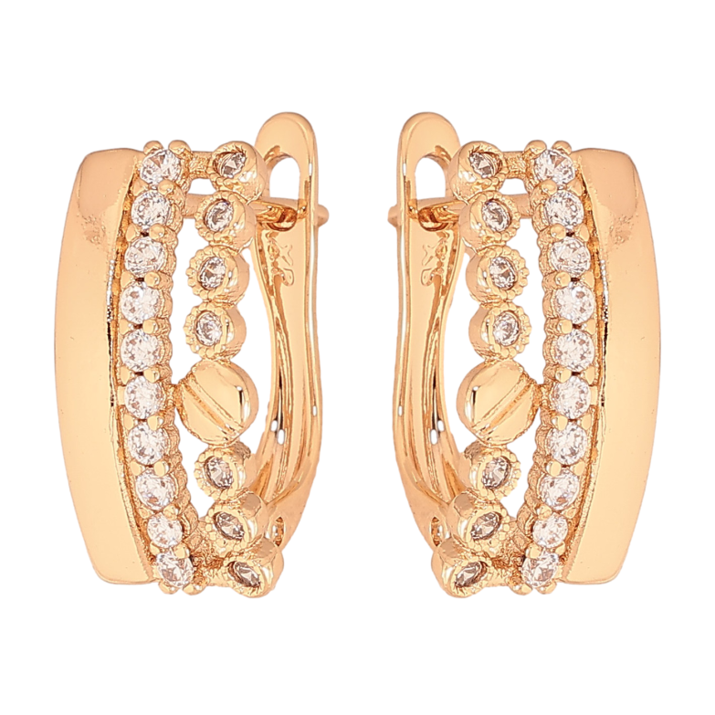 Сережки Xuping колір Позолота 18K англійський замок "Візерунок з кристалами" фото №3