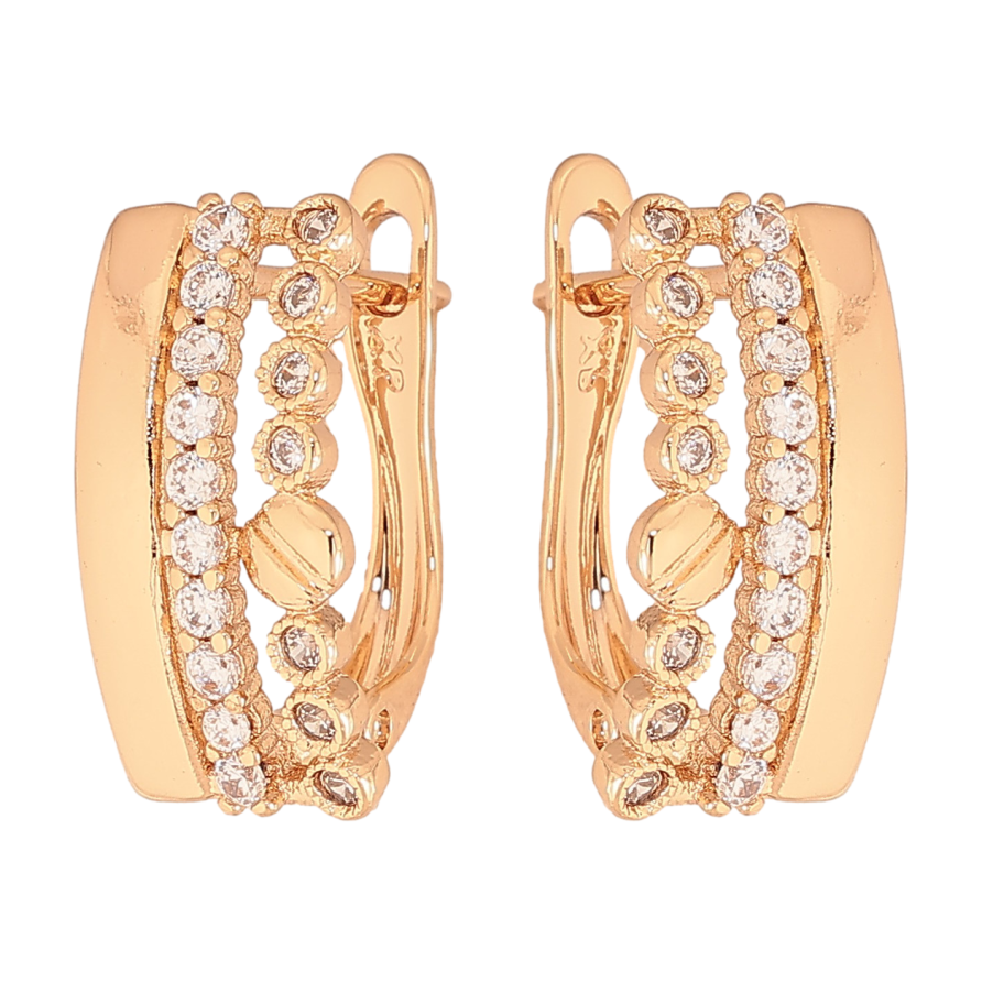 Сережки Xuping колір Позолота 18K англійський замок "Візерунок з кристалами" фото №1