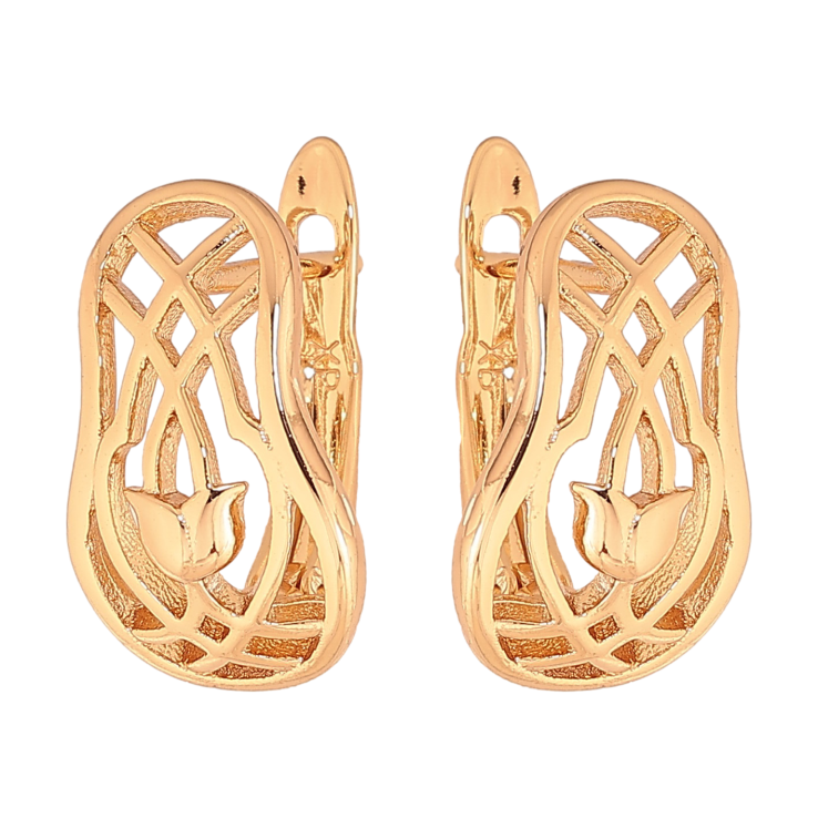 Серьги Xuping цвет Позолота 18К английский замок "Декоративный узор" фото №9