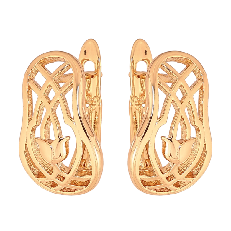 Сережки Xuping колір Позолота 18К англійський замок "Декоративний візерунок" фото №1